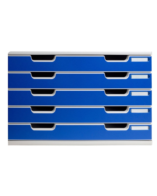 Modulo cajones sobremesa exacompta system 5 cajones poliestireno din a3 azul/gris 350x288x320 mm
