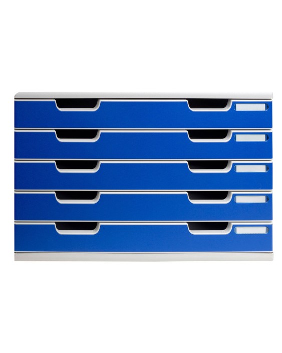 Modulo cajones sobremesa exacompta system 5 cajones poliestireno din a3 azul/gris 350x288x320 mm