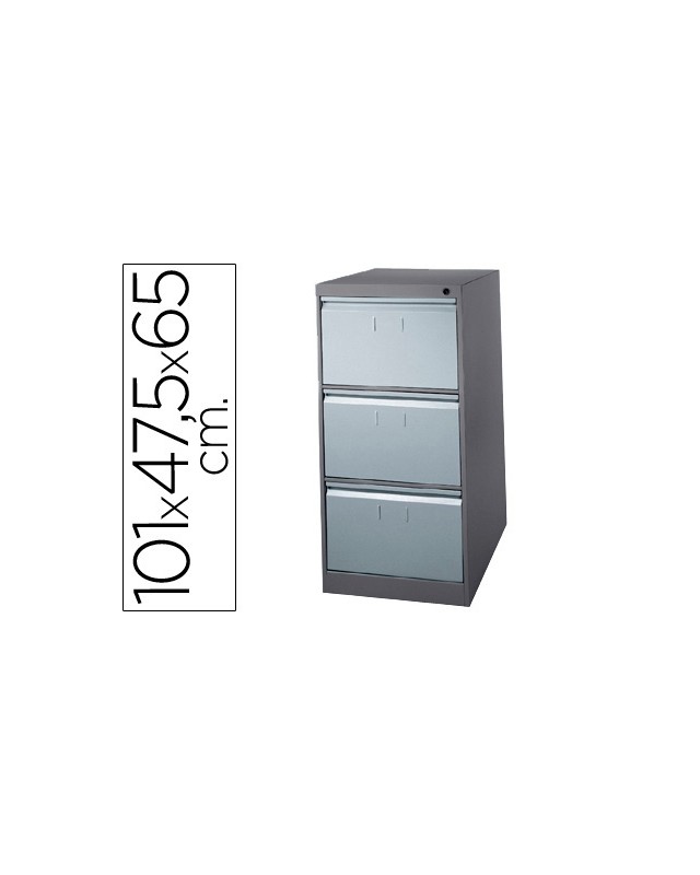 Fichero cajones de suelo metalico de 3 cajones 101 alto,65 prof. 47,5 ancho color gris n.1375