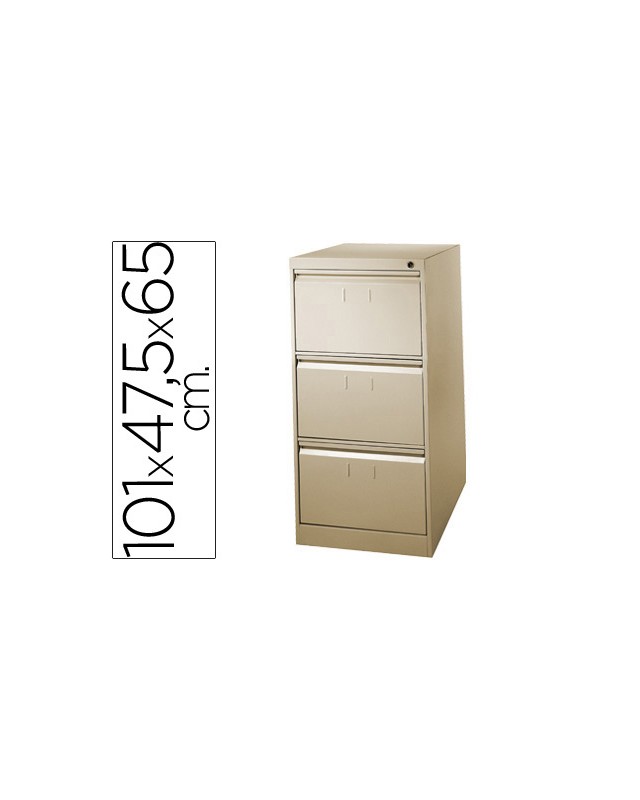 Fichero cajones de suelo metalico de 3 cajones 101 alto,65 prof. 47,5 ancho color beige n.34
