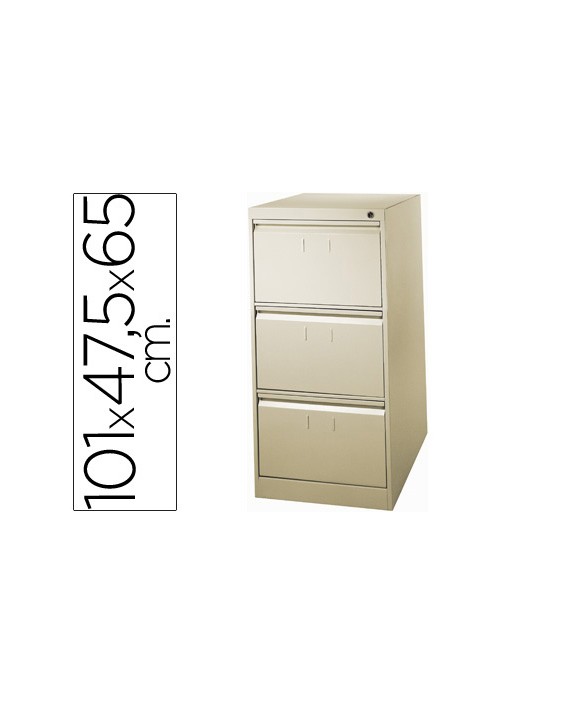Fichero cajones de suelo metalico de 3 cajones 101 alto,65 prof. 47,5 ancho color beige n.34 antivuelco