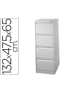 Fichero cajones de suelo metal 4 cajones 132 cm alto 65 cm prof 47,5 ancho gris 75 guias telescopicas antivuelco