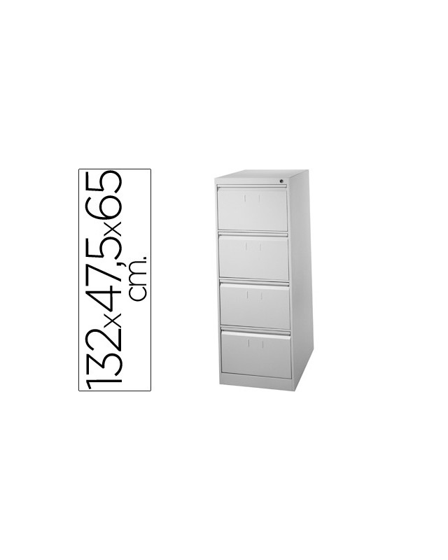 Fichero cajones de suelo metal 4 cajones 132 cm alto 65 cm prof 47,5 ancho gris 75 guias telescopicas antivuelco