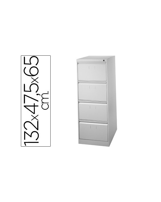 Fichero cajones de suelo metal 4 cajones 132 cm alto 65 cm prof 47,5 ancho gris 75 guias telescopicas antivuelco