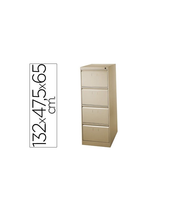 Fichero cajones de suelo metal 4 cajones 132 cm alto 65 cm prof 47,5 ancho beige n.34 guias telescopicas antivuelco