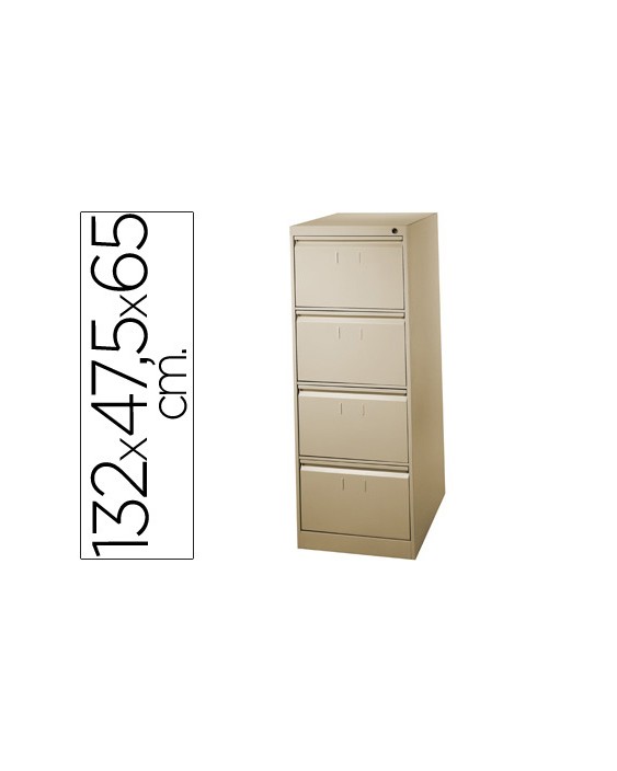 Fichero cajones de suelo metal 4 cajones 132 cm alto 65 cm prof 47,5 ancho beige n.34 guias telescopicas antivuelco