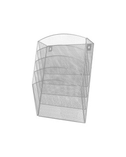 Expositor mural q-connect de pared 5 bandejas din a4 plateado 9,3x31,5x44 cm