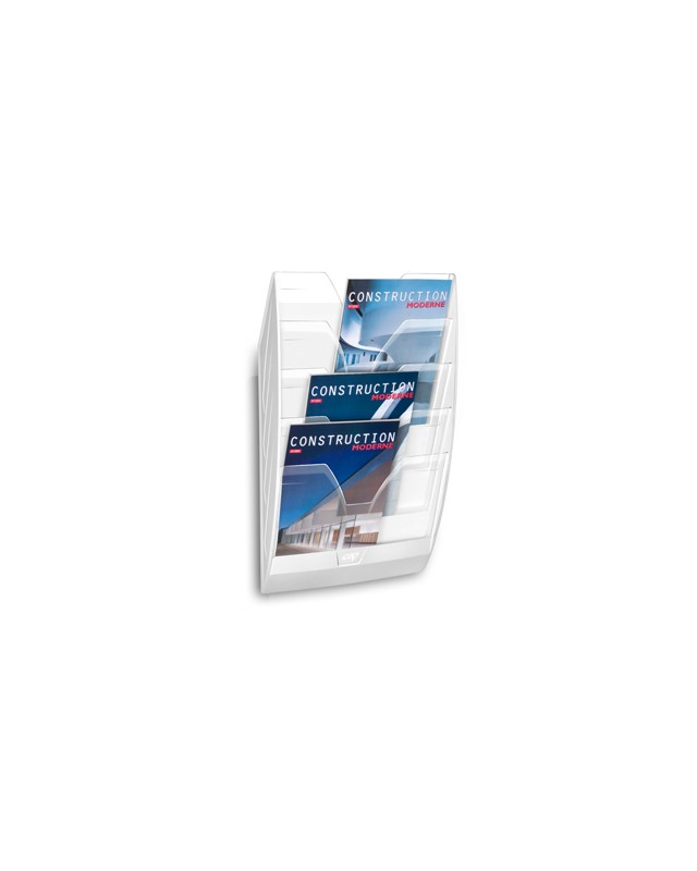 Expositor mural cep de pared con 5 compartimentos transparente y blanco 580x122x350mm
