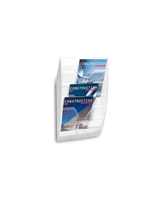 Expositor mural cep de pared con 5 compartimentos transparente y blanco 580x122x350mm