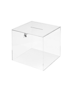 Urna electoral archivo 2000 cuadrada con cerradura y 2 llaves metacrilato 300x300x300 mm