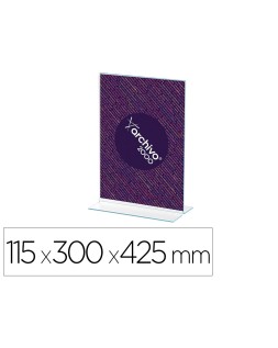Expositor sobremesa archivo 2000 con forma t poliestireno transparente din a3 vertical doble cara 115x300x425 mm