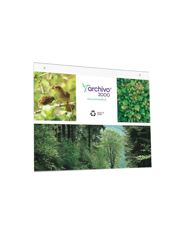 Expositor mural archivo 2000 din a3 horizontal con taladros espesor 2 mm cristal transparente 420x325 mm