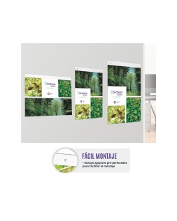 Expositor mural archivo 2000 din a3 horizontal con taladros espesor 2 mm cristal transparente 420x325 mm