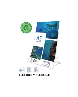 Expositor sobremesa archivo 2000 plegable pet 100% reciclable din a5 vertical transparente 90x150x210 mm