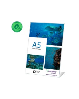 Expositor sobremesa archivo 2000 petg flexible en forma de l din a5 vertical 55x150x210 mm