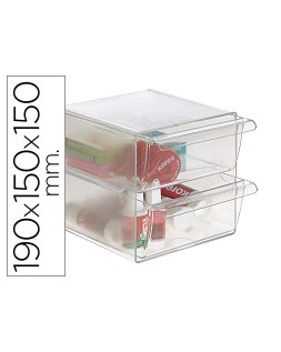 Archicubo archivo 2000 2 cajones organizador modular plastico 190x150x150 mm incluye 2 clips de sujecion