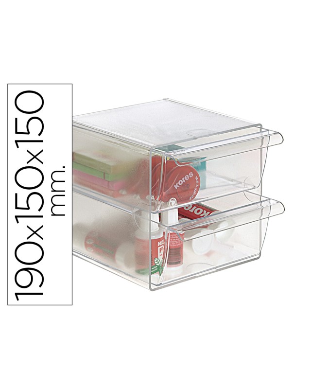 Archicubo archivo 2000 2 cajones organizador modular plastico 190x150x150 mm incluye 2 clips de sujecion