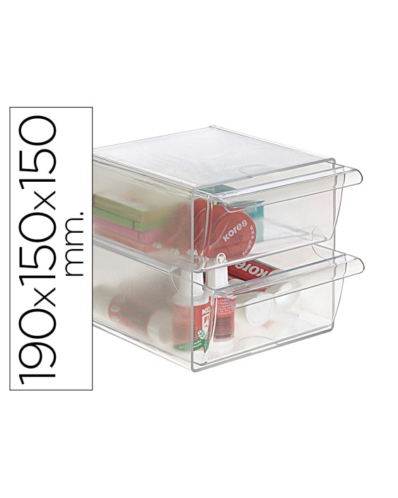 Archicubo archivo 2000 2 cajones organizador modular plastico 190x150x150 mm incluye 2 clips de sujecion