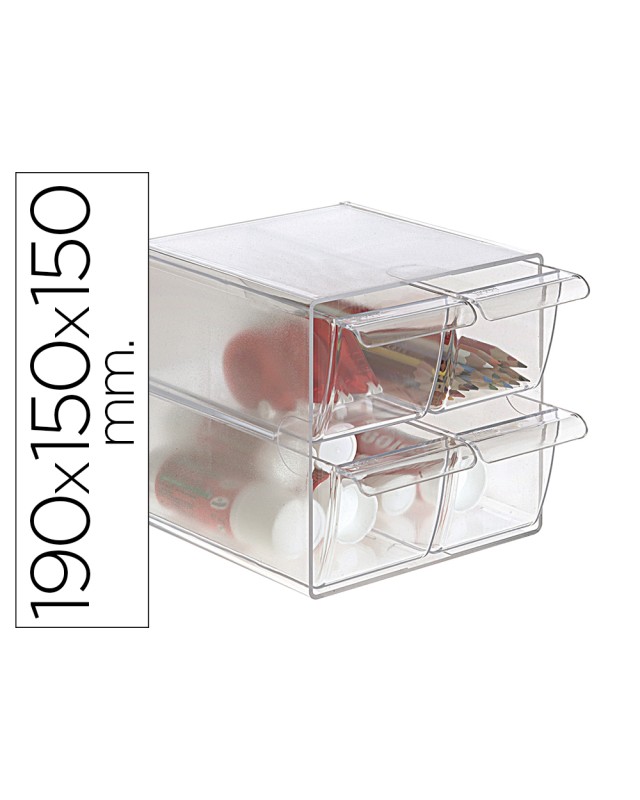 Archicubo archivo 2000 4 cajones organizador modular plastico 190x150x150 mm incluye 2 clips de sujecion