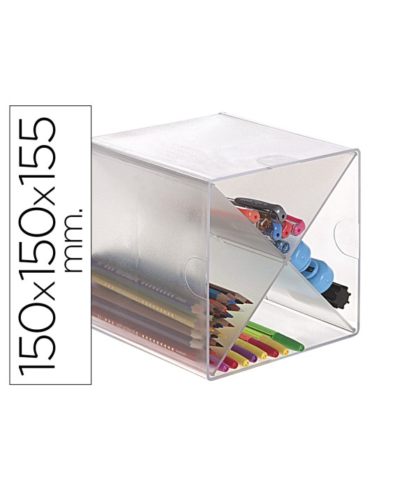 Archicubo archivo 2000 aspa organizador modular apilable plastico 150x150x150 mm incluye dos clips sujecion