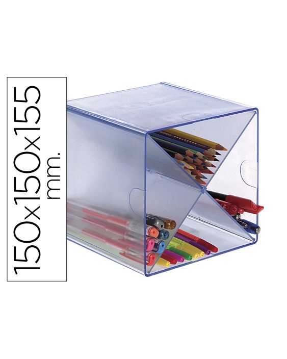 Archicubo archivo 2000 aspa organizador modular apilable plastico azul tpe 150x150x150 mm incluye 2 clips de sujecion