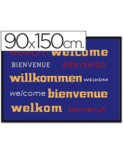 Alfombra fast-paperflow antipolvo de poliamido bienvenido azul 90x150 cms