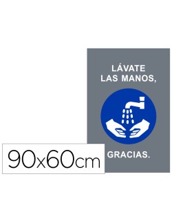 Alfombra para suelo de paso novus lavate las manos gracias fondo gris 90x60 cm