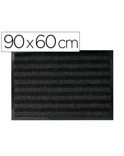 Alfombra para suelo q-connect premium para interiores antideslizante fibra polipropileno y fieltro gris 90x60 cm