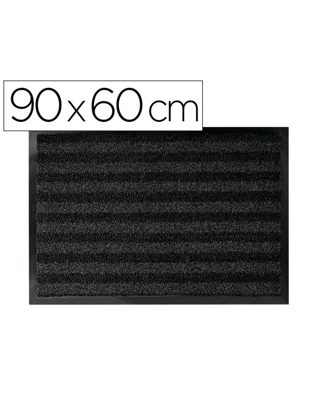 Alfombra para suelo q-connect premium para interiores antideslizante fibra polipropileno y fieltro gris 90x60 cm