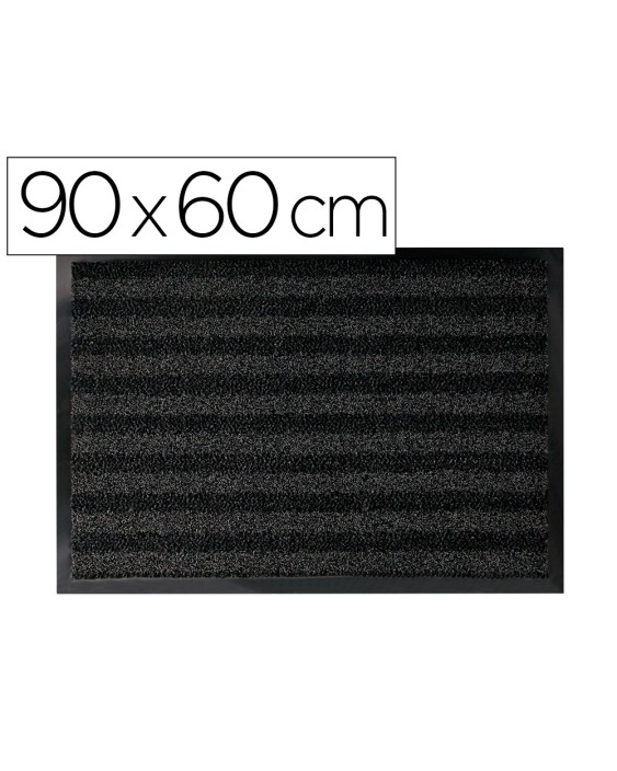Alfombra para suelo q-connect premium para interiores antideslizante fibra polipropileno y fieltro gris 90x60 cm
