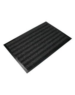 Alfombra para suelo q-connect premium para interiores antideslizante fibra polipropileno y fieltro gris 90x60 cm