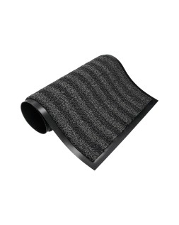 Alfombra para suelo q-connect premium para interiores antideslizante fibra polipropileno y fieltro gris 90x60 cm