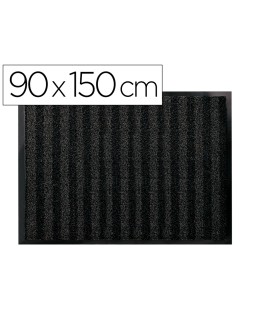 Alfombra para suelo q-connect premium para interiores antideslizante fibra polipropileno y fieltro gris 90x150 cm