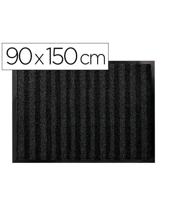 Alfombra para suelo q-connect premium para interiores antideslizante fibra polipropileno y fieltro gris 90x150 cm