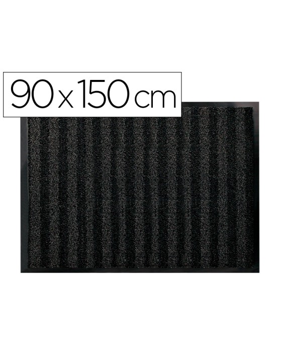 Alfombra para suelo q-connect premium para interiores antideslizante fibra polipropileno y fieltro gris 90x150 cm