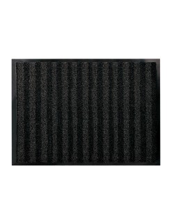 Alfombra para suelo q-connect premium para interiores antideslizante fibra polipropileno y fieltro gris 90x150 cm