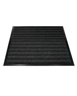 Alfombra para suelo q-connect premium para interiores antideslizante fibra polipropileno y fieltro gris 90x150 cm