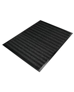 Alfombra para suelo q-connect premium para interiores antideslizante fibra polipropileno y fieltro gris 90x150 cm
