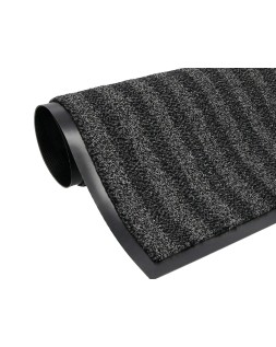 Alfombra para suelo q-connect premium para interiores antideslizante fibra polipropileno y fieltro gris 90x150 cm