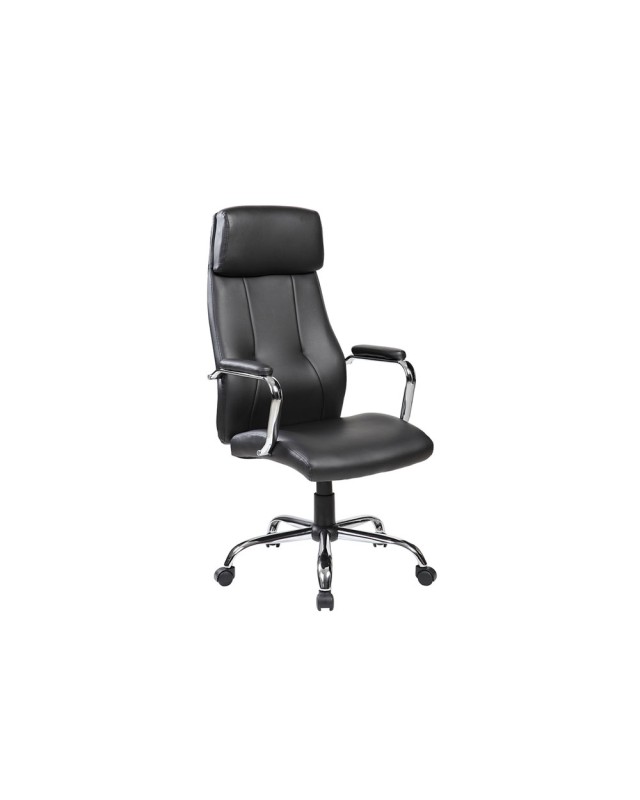 Silla rocada direccion simil piel con brazos metalicos sistema basculante 1180x530 mm