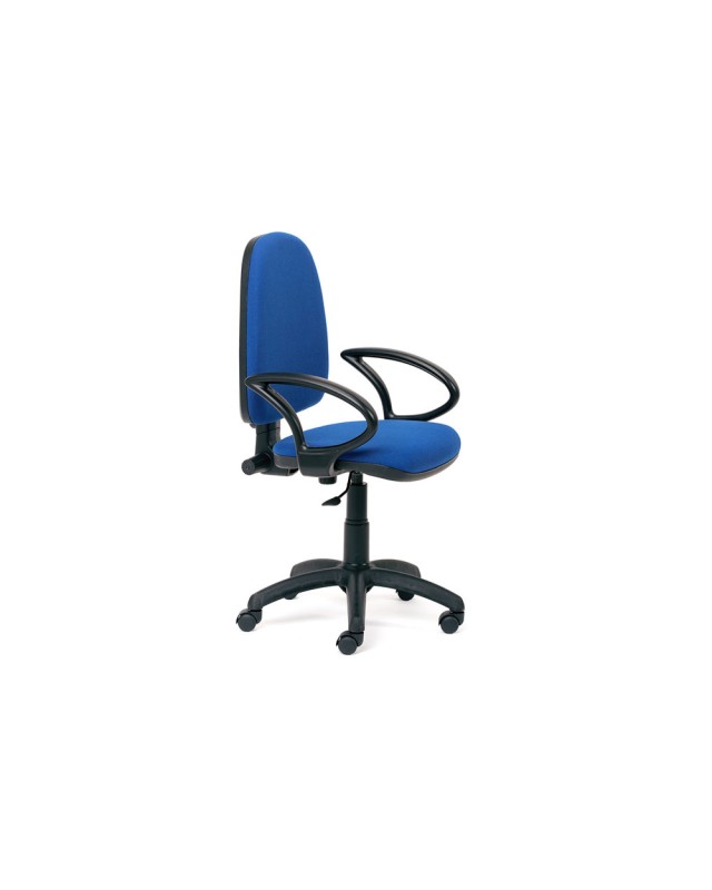 Silla rocada con brazos color azul diametro base 610 mm respaldo de 490 mm x 420 mm