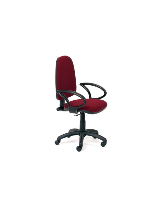 Silla rocada con brazos color burdeos diametro base 610 mm respaldo de 490 mm x 420 mm