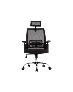 Silla de direccion q-connect ergonomica base metal respaldo alto con reposacabeza ajustable