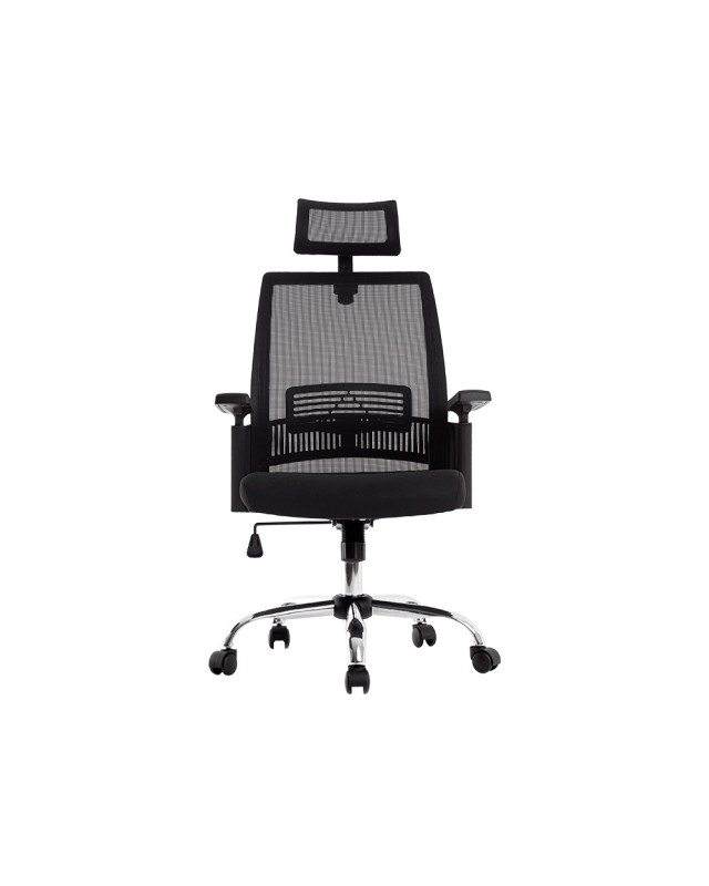 Silla de direccion q-connect ergonomica base metal respaldo alto con reposacabeza ajustable
