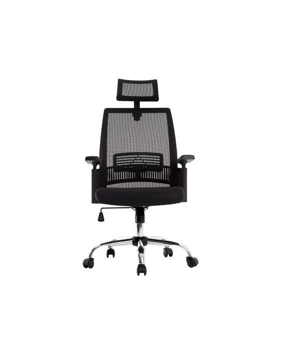 Silla de direccion q-connect ergonomica base metal respaldo alto con reposacabeza ajustable