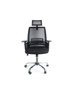 Silla de direccion q-connect ergonomica base metal respaldo alto con reposacabeza ajustable
