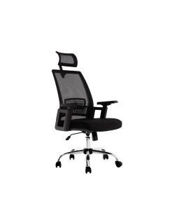 Silla de direccion q-connect ergonomica base metal respaldo alto con reposacabeza ajustable