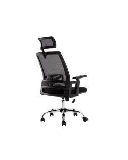 Silla de direccion q-connect ergonomica base metal respaldo alto con reposacabeza ajustable