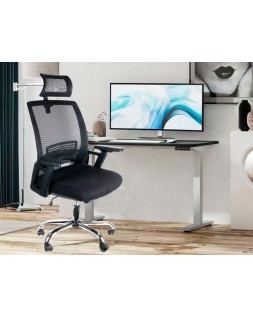 Silla de direccion q-connect ergonomica base metal respaldo alto con reposacabeza ajustable