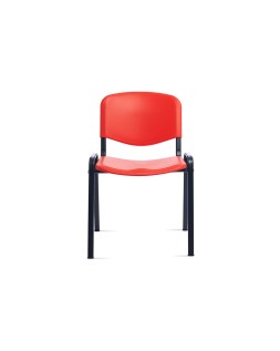 Silla rocada confidente estructura metalica respaldo y asiento en polimero color rojo